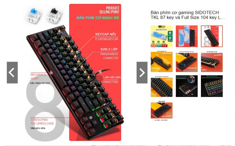 Bàn phím cơ gaming SIDOTECH TKL