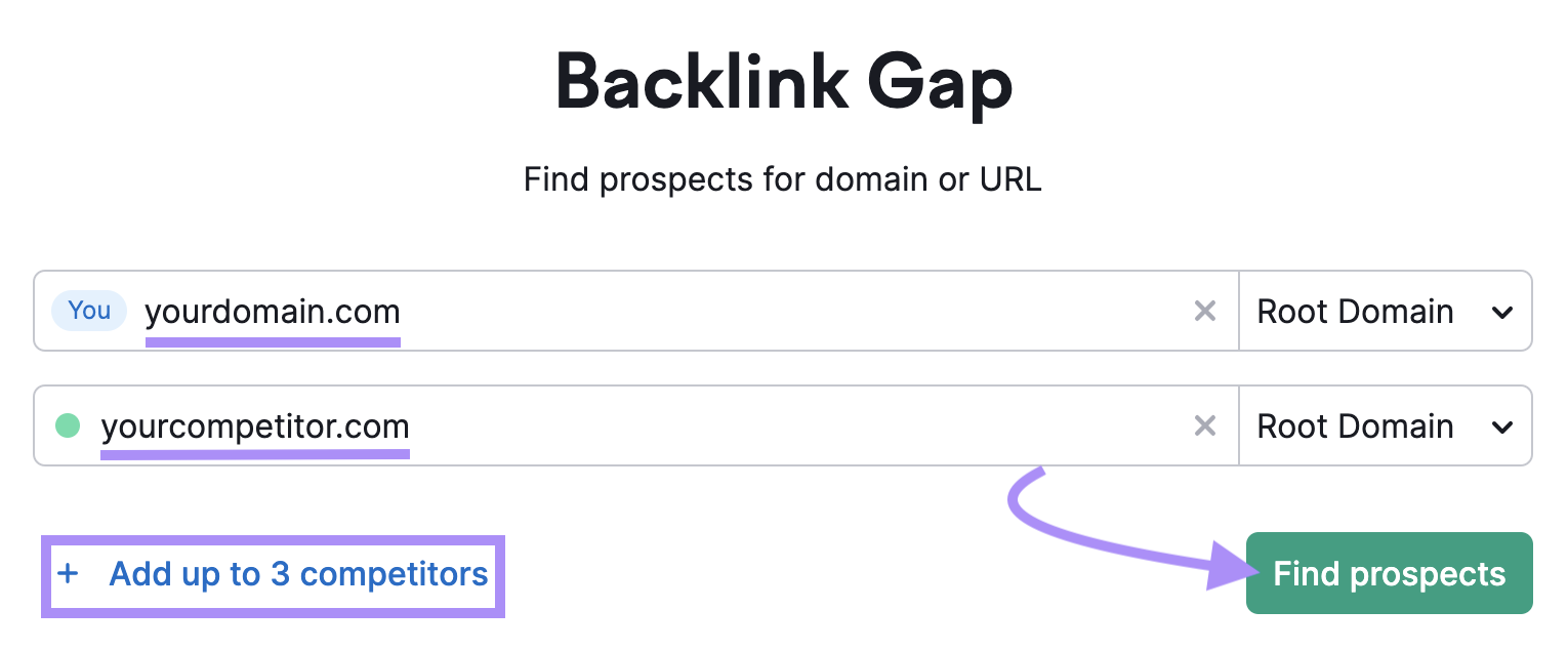 Thanh tìm kiếm công cụ Backlink Gap