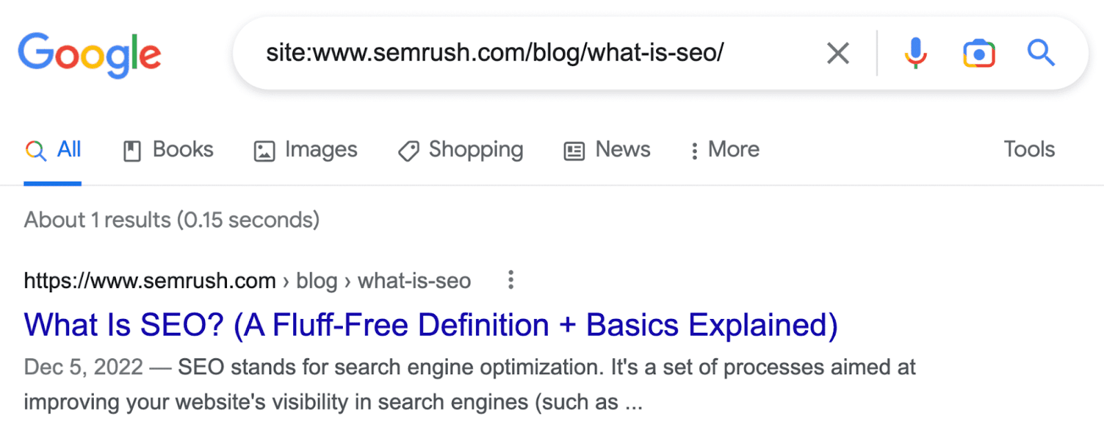 Kết quả của Google cho “site:www.semrush.com/blog/what-is-seo/”