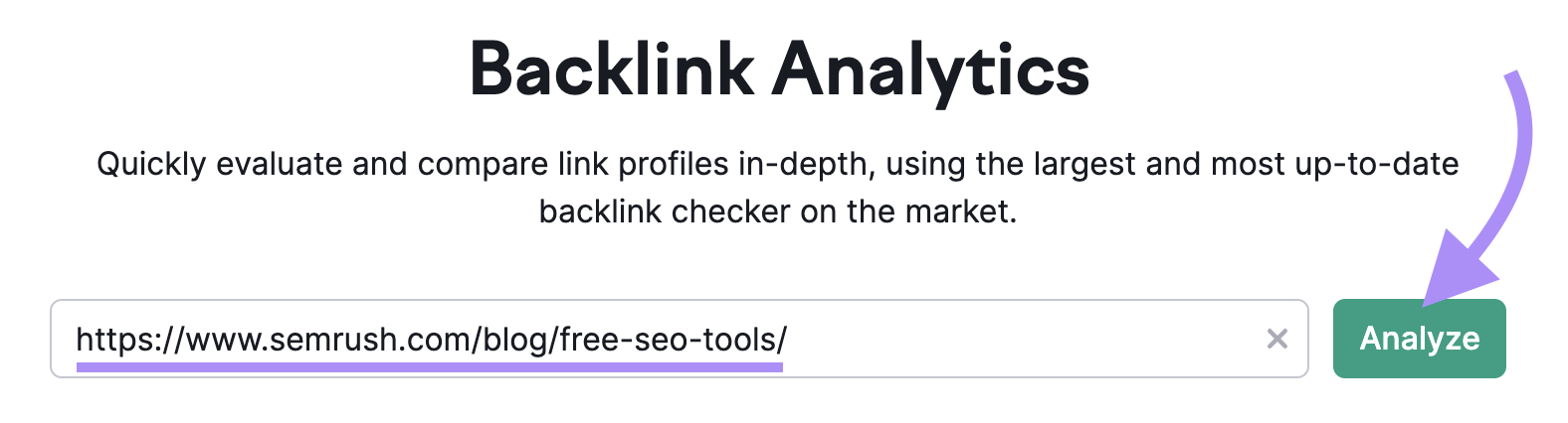 URL blog của Semrush được nhập vào thanh tìm kiếm Phân tích Backlink